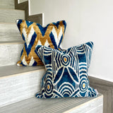Velvet Ikat Cushion Kyanite | Velvet Ikat Pillow Kyanite