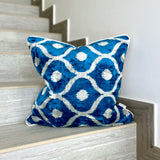 Velvet Ikat Cushion Blue Bay | Velvet Ikat Pillow Blue Bay