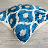 Velvet Ikat Cushion Blue Bay | Velvet Ikat Pillow Blue Bay