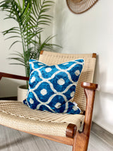 Velvet Ikat Cushion Blue Bay | Velvet Ikat Pillow Blue Bay
