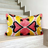 Velvet Ikat Cushion Apricot Hearts | Velvet Ikat Pillow Apricot Hearts