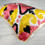 Velvet Ikat Cushion Apricot Hearts | Velvet Ikat Pillow Apricot Hearts