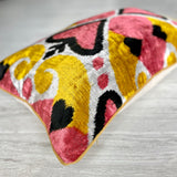 Velvet Ikat Cushion Apricot Hearts | Velvet Ikat Pillow Apricot Hearts