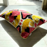 Velvet Ikat Cushion Apricot Hearts | Velvet Ikat Pillow Apricot Hearts