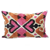 Velvet Ikat Cushion Pink Hearts | Velvet Ikat Pillow Pink Hearts