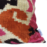 Velvet Ikat Cushion Pink Hearts | Velvet Ikat Pillow Pink Hearts