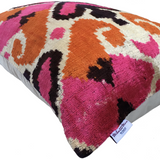 Velvet Ikat Cushion Pink Hearts | Velvet Ikat Pillow Pink Hearts