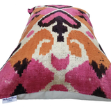 Velvet Ikat Cushion Pink Hearts | Velvet Ikat Pillow Pink Hearts
