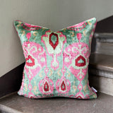 Rose Mist Velvet Ikat Pillow Cover