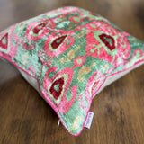 Rose Mist Velvet Ikat Pillow Cover