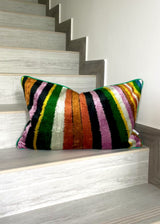 Velvet Ikat Cushion Rainbow | Velvet Ikat Pillow Rainbow