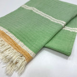 Turkish Towel Chevron Green | Close angle view