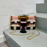 Ikat Clutch Bag Catania with Golden Chain