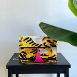 Ikat Clutch Bag Ischia with Golden Chain