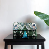 Green silk velvet Ikat clutch bag Ligure
