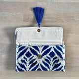 Blue stylish ikat clutch bag for boho lover