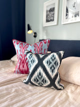 Red and Black Silk Ikat Cushion