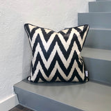 Silk Ikat Cushion Zigzag Black