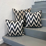 Best Quality Silk Ikat Cushion Zigzag Black