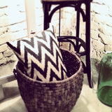 Zigzag Black  Silk Ikat Pillow