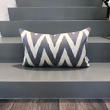 Grey Silk Ikat Zigzag Pillow