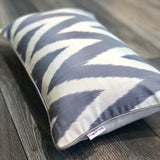 Silk Ikat Zigzag Grey Pillow