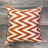 Beautiful Zigzag Orange Silk Ikat Cushion