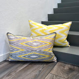Unique Silk Ikat Pillow Zigzag Yellow