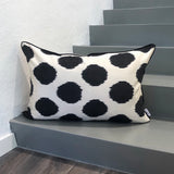 Beautiful Black Dots Silk Ikat Pillow