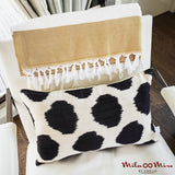 Eye Catchy Black Dots Silk Ikat Pillow