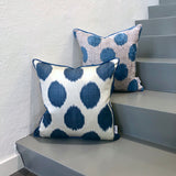 Blue Velvet, Silk Ikat Cushion