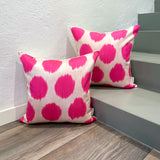 Amazing Silk Ikat Cushions Dots in Pink Neon color