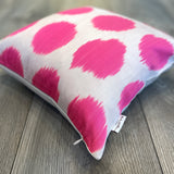 Pink Neon Silk Ikat Cushion with Concealed Zipper