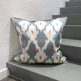 Silk Ikat Cushion Spring Blue