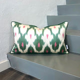 Stylish Spring Green Silk Ikat Pillow