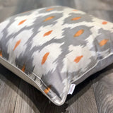 Designer Silk Ikat Cushion Spring Silver