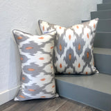 Decorative  Silk Ikat Cushion Spring Silver