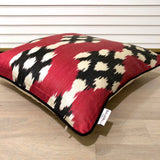 Silk Ikat Cushion Redberry with Handloomed Fabric