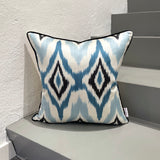 Designer Silk Ikat Cushion Blue Diamond