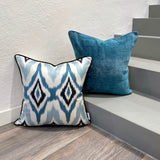 Branded Silk Ikat Cushion Blue Diamond