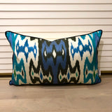 Colorful Silk Ikat Pillow Azure
