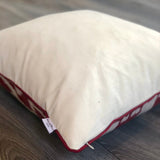 Linen backside of Silk Ikat Cushion Cherry