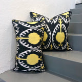 Silk Ikat Cushion Moonshine with Handloomed Fabric