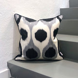Silk Ikat Cushion Birds Eye in Black Color