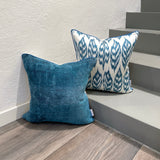 Velvet & Silk Pattern Ikat Cushion Feathers
