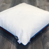 Linen backside of Silk Ikat Cushion Pomegranate