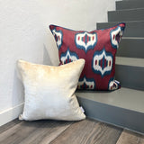 Velvet & Silk Fabric Ikat Cushion Pomegranate