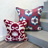 Eye Catchy Silk Ikat Cushion Pomegranate
