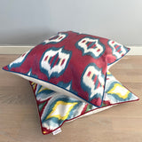 Silk Ikat Cushion Pomegranate with Hidden Zipper