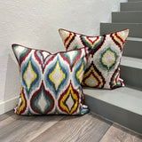 Ogee pattern Silk Ikat Cushion Prism